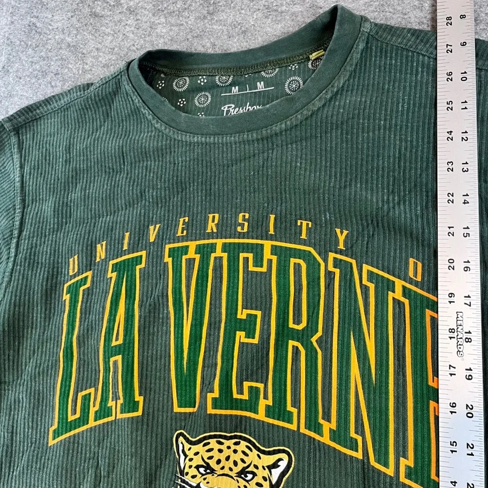 Pressbox Mens University of La Verne Green Corded Ribbed Shirt Med NCAA Gameday